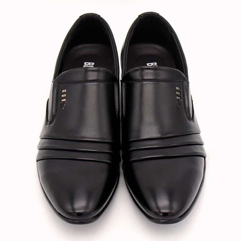 Heren Instappers Jurk Loafers Puntige Zwarte Schoenen
