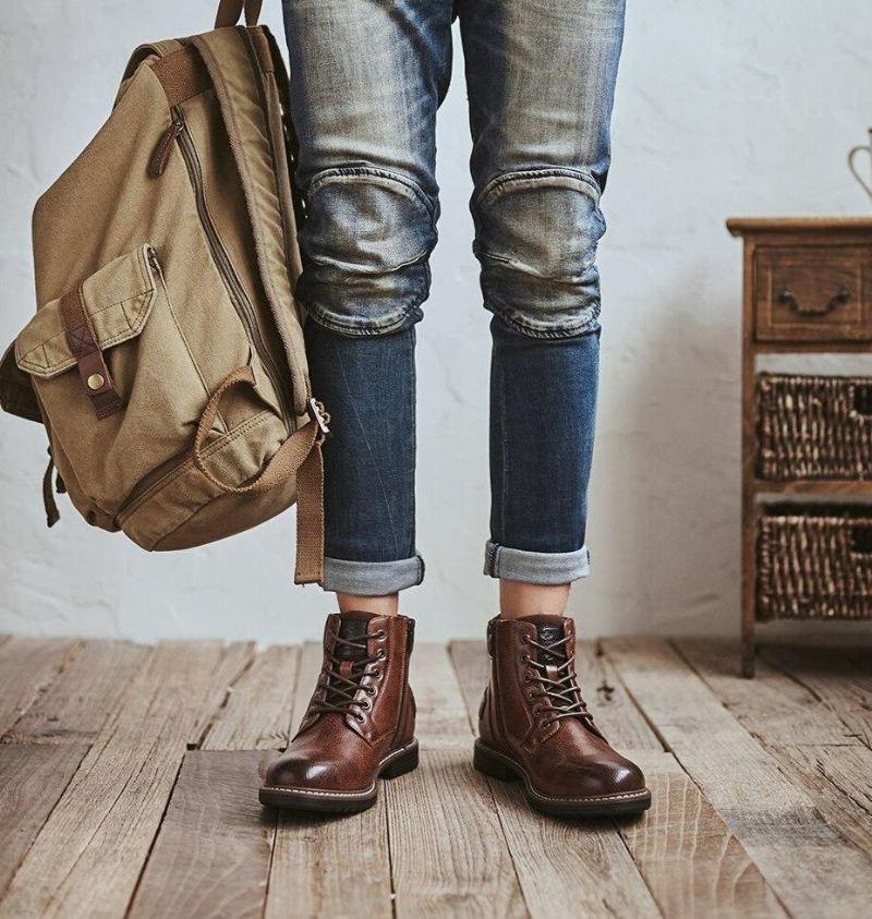 Luxe Stijlvolle Leren Laarzen Heren Met Gespen