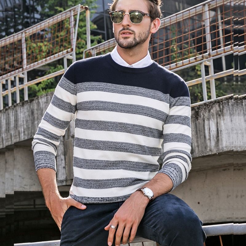 Heren Pullovers Gestreepte Gebreide Casual Trui