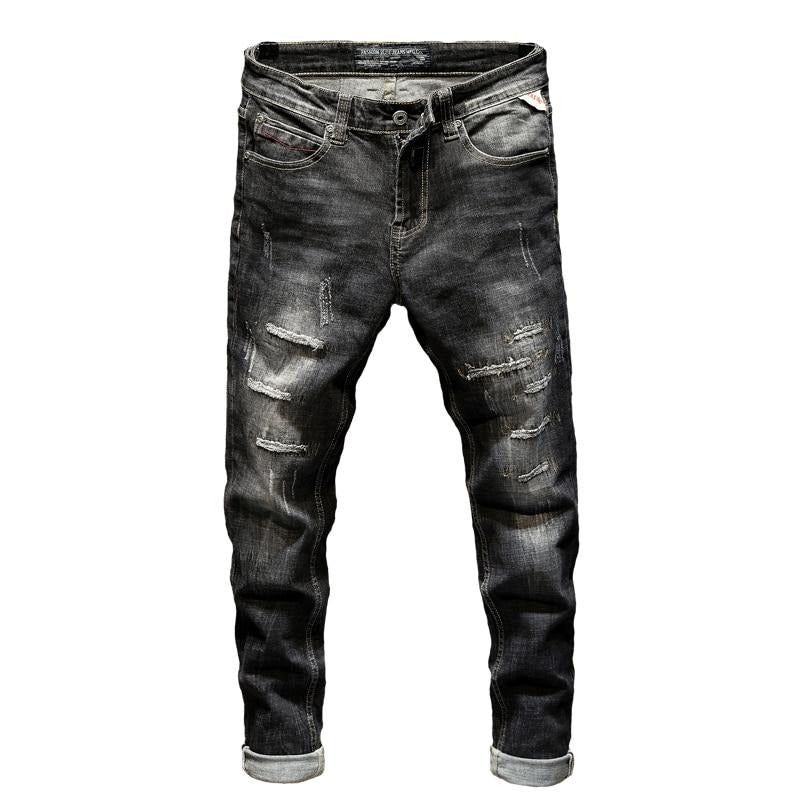 Jeans Heren Gerafeld Destroyed Slim-fit Stretchjeans