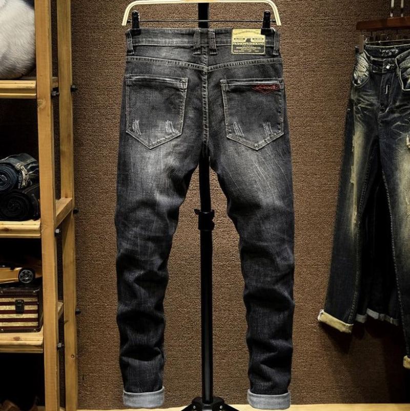 Jeans Heren Gerafeld Destroyed Slim-fit Stretchjeans