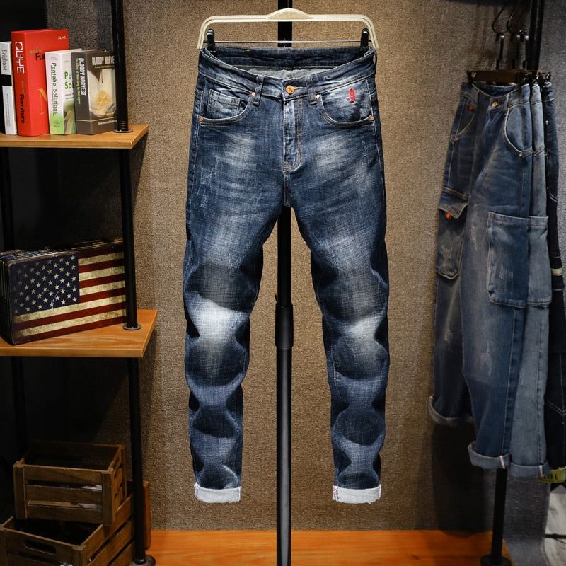 Jeans Heren Slim-fit Potloodjeans Met Stretch