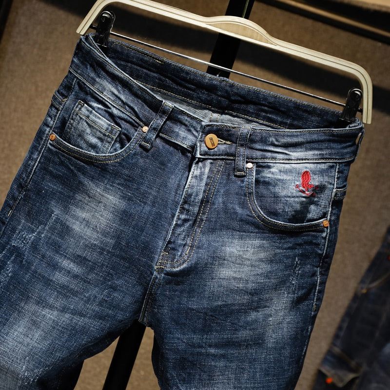 Jeans Heren Slim-fit Potloodjeans Met Stretch