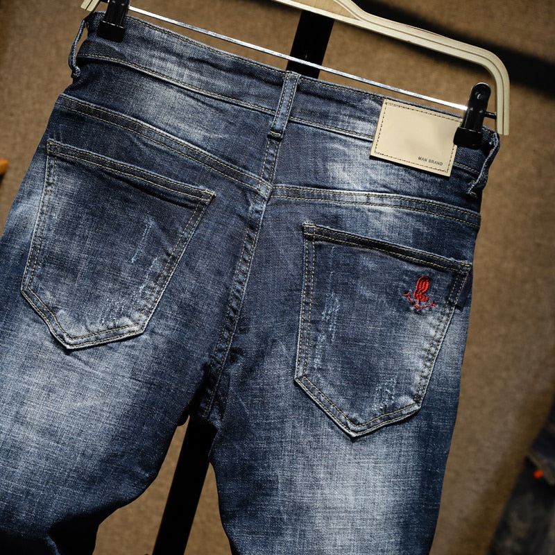 Jeans Heren Slim-fit Potloodjeans Met Stretch
