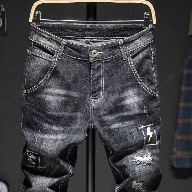 Jeans Heren Verontruste Streetwear-jeans Met Slanke Pasvorm