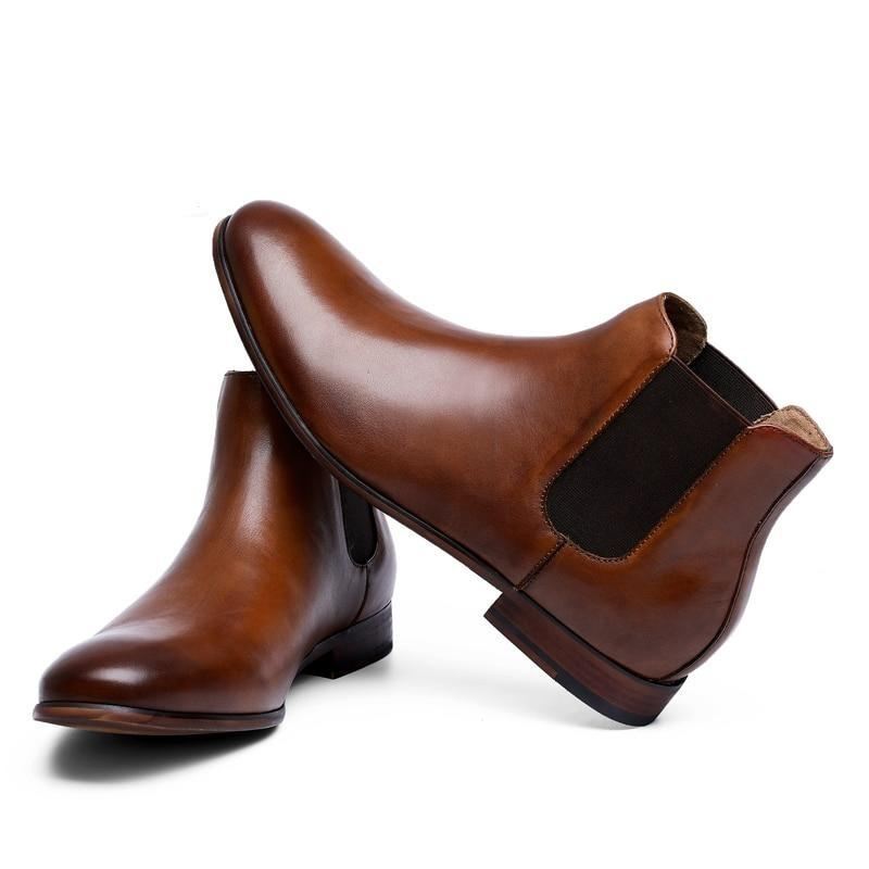 Heren Stijlvolle Leren Laarzen Elegante Schoenen