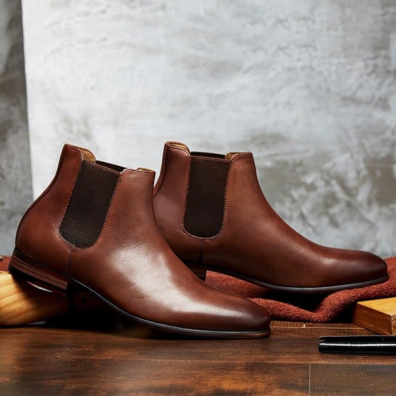 Heren Stijlvolle Leren Laarzen Elegante Schoenen