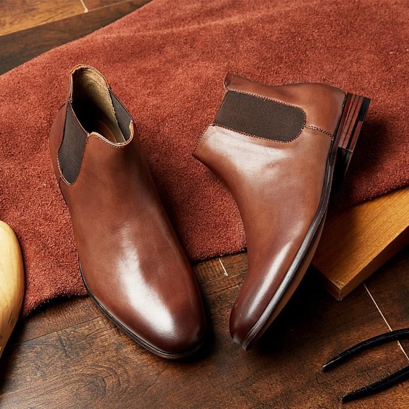 Heren Stijlvolle Leren Laarzen Elegante Schoenen