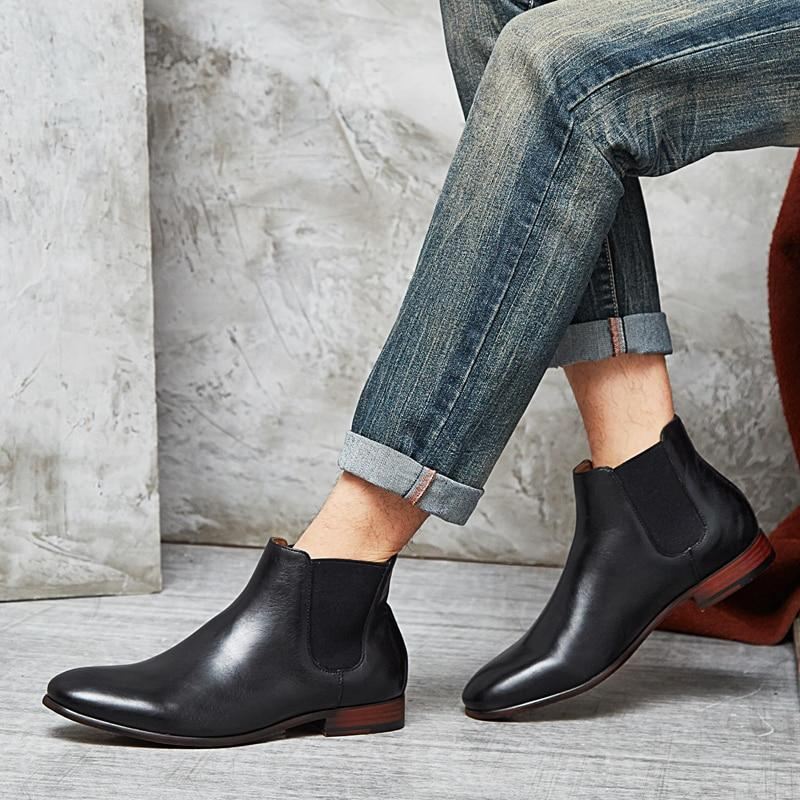 Heren Stijlvolle Leren Laarzen Elegante Schoenen