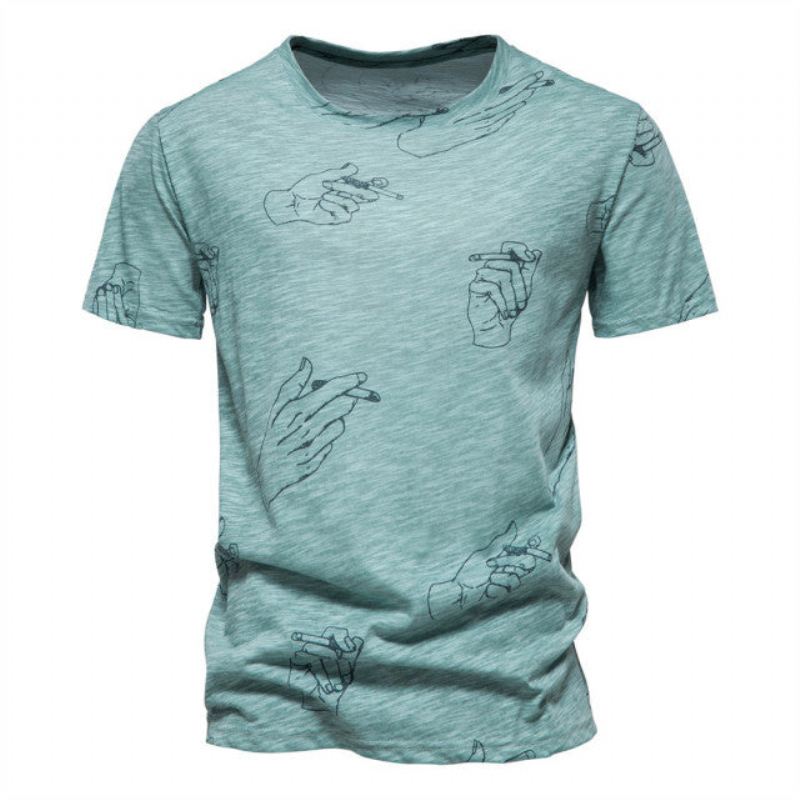 Heren Casual Zomer Katoenen O-hals Tee