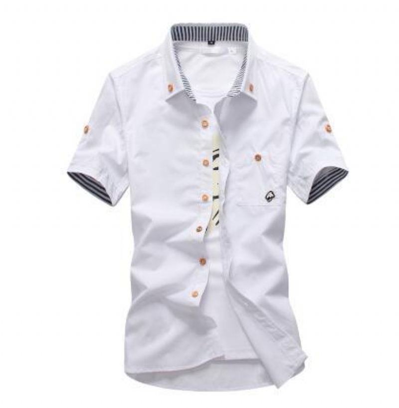 Overhemden Heren Geborduurde Shirts Met Korte Mouwen In Kleur