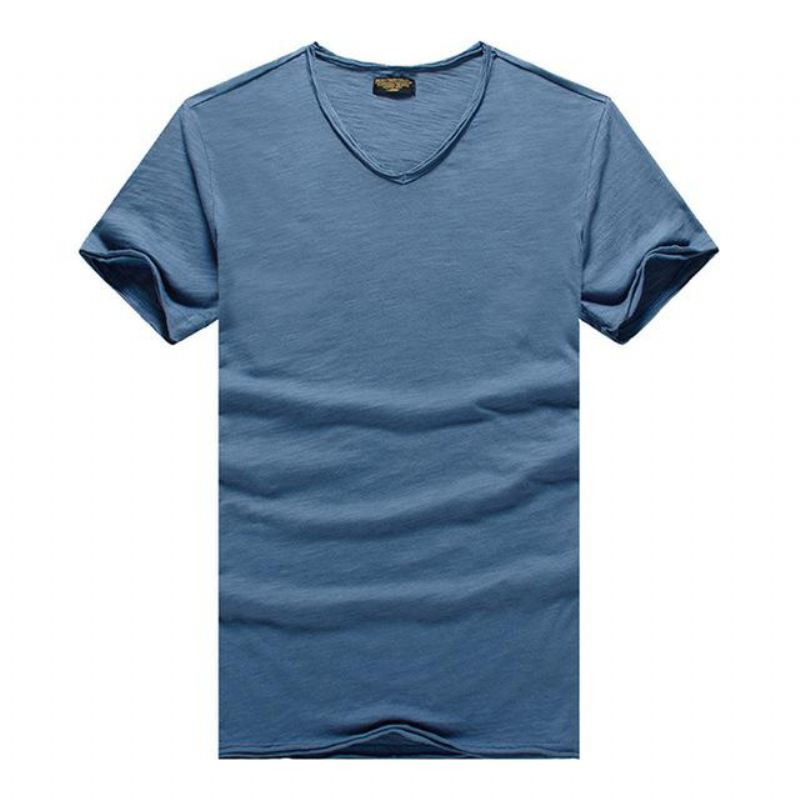 Overhemden Heren Slim Fit T-shirt Van Puur Katoen Met V-hals