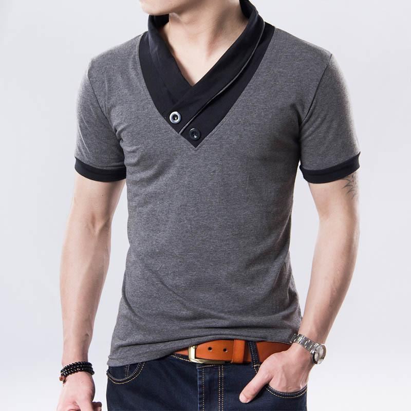 Overhemden Heren T-shirt Met Korte Mouwen En V-hals