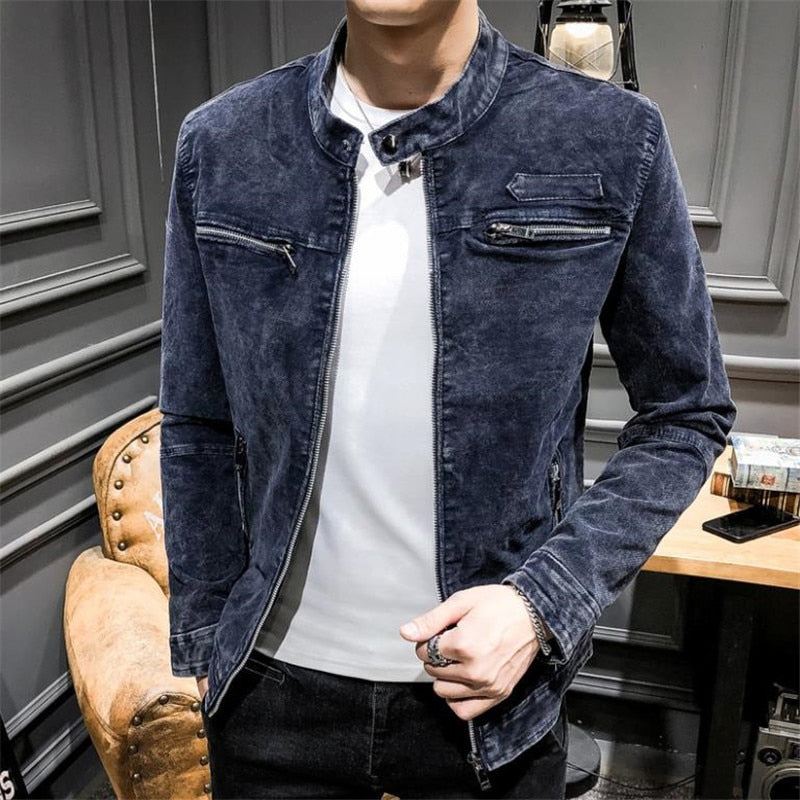 Heren Spijkerjassen Effen Denim Jack In Retrostijl