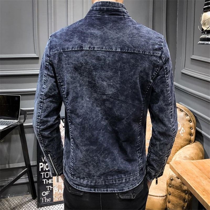Heren Spijkerjassen Effen Denim Jack In Retrostijl