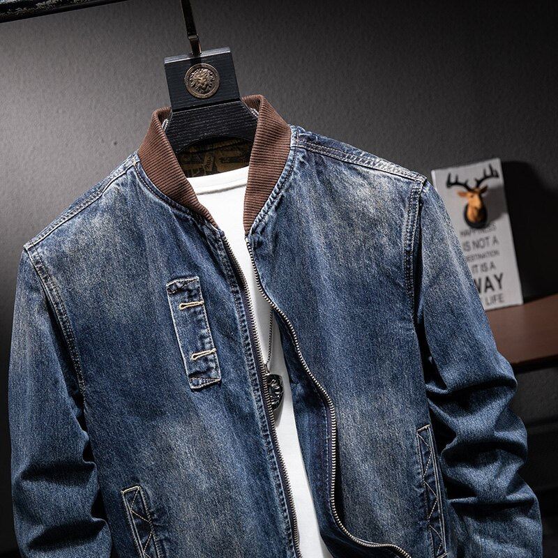 Heren Spijkerjassen Herfst Denim Casual Piloten Bomberjack