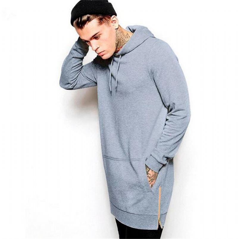 Heren Hoodies Fleece Hip Hop Longline Fashion Hoodie