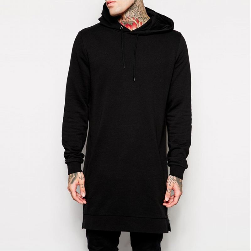 Heren Hoodies Fleece Hip Hop Longline Fashion Hoodie