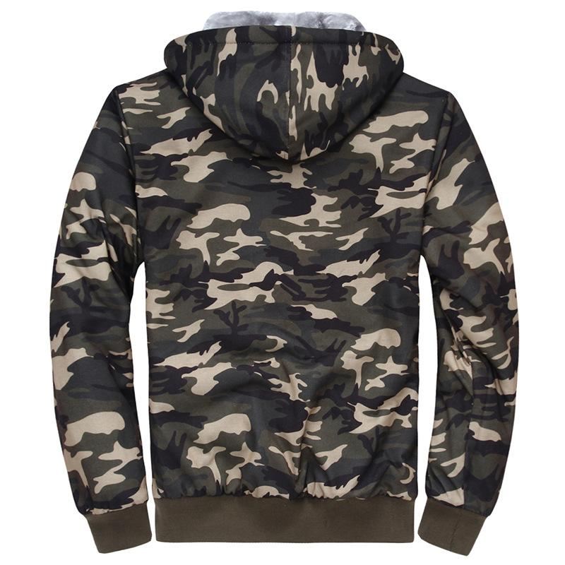 Hoodies Heren Winterjas Met Dikke Fleece En Camouflageprint