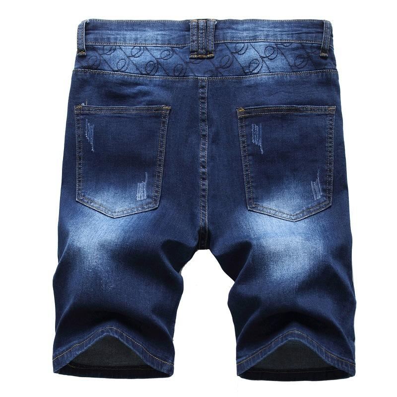 Gewassen 5-punts Jeansshort Met Rits Korte Broeken Heren