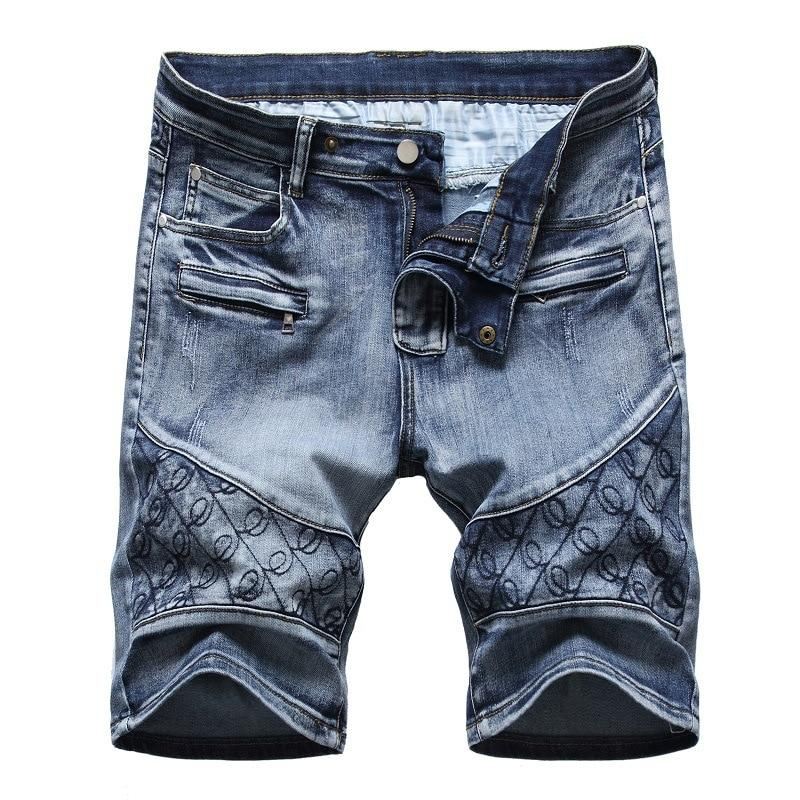 Gewassen 5-punts Jeansshort Met Rits Korte Broeken Heren